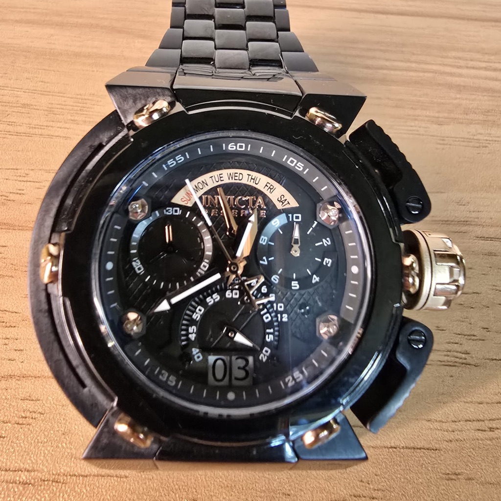 Invicta Black And Gold Chronograph Watch